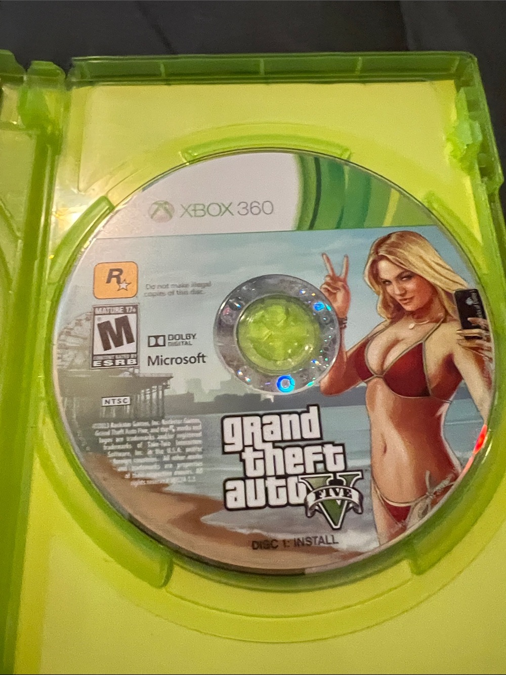 Xbox 360 Grand Theft Auto V (GTA V) Game Disc - Green